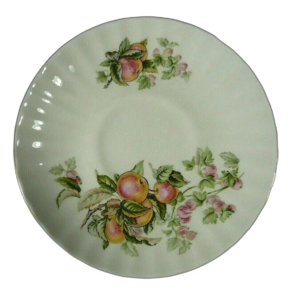 Vintage Royal Court Peaches Scalloped Gold Rim Saucer 5 1/2
